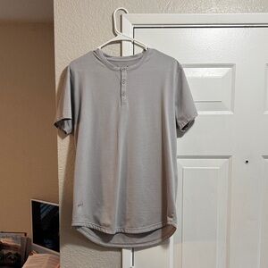 BYLT Basics Light Gray Short Sleeve Henley